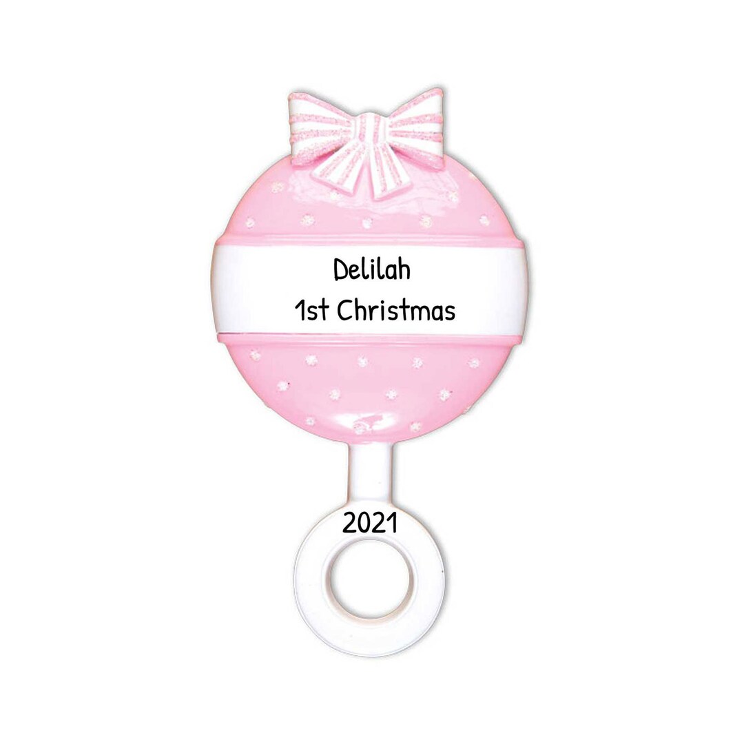 Personalized Babys First Christmas Ornament 2023 - Rattle Baby Girl ...