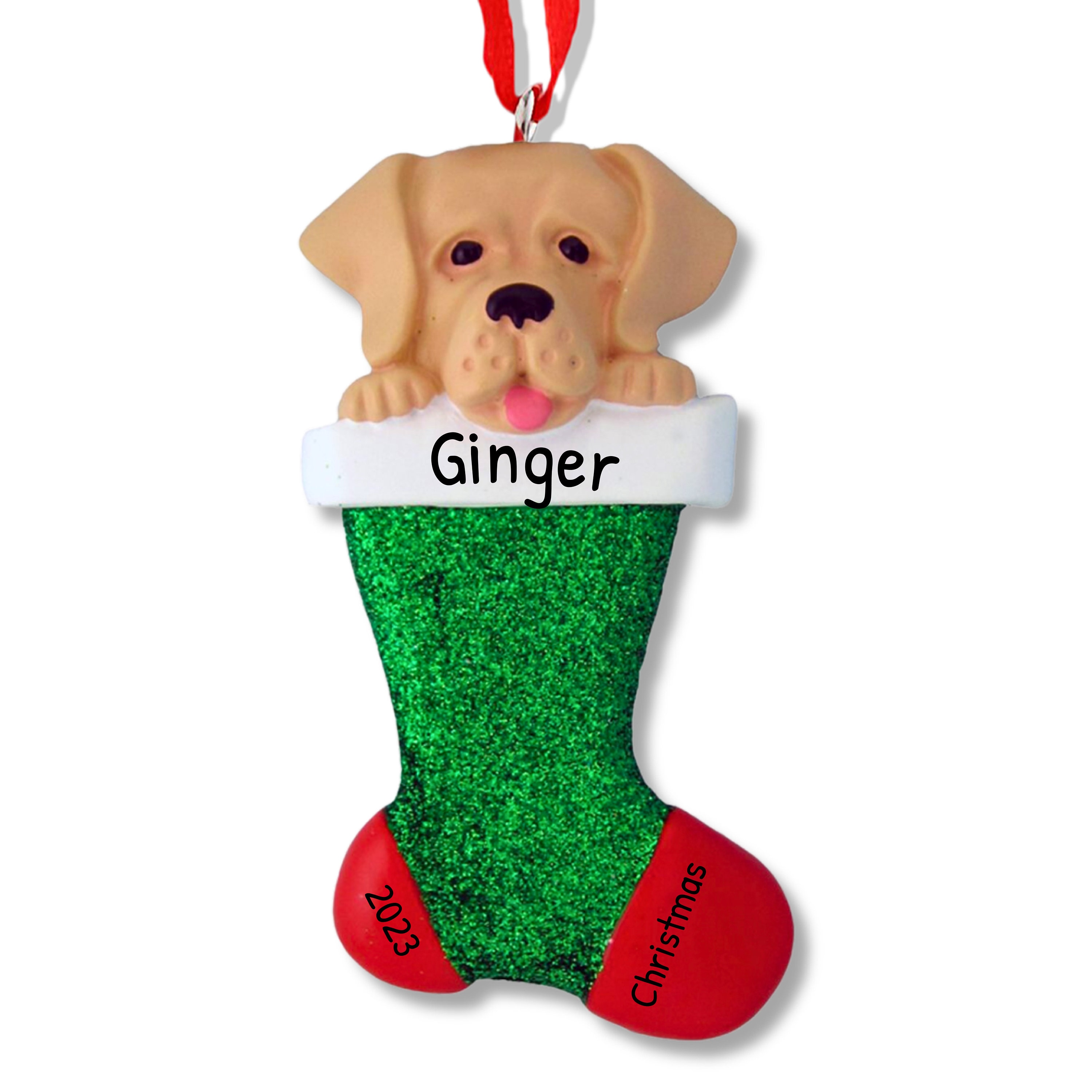 Yellow Lab Stocking Hand Painted Christmas Yellow Labrador Dog Ornament, Personalized Dog ...