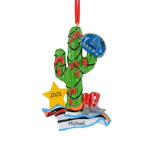 Personalized Christmas Cactus Ornament - Cactus Christmas Ornament, Southwest Ornament, Arizona Ornament - Free Customization with Gift Box