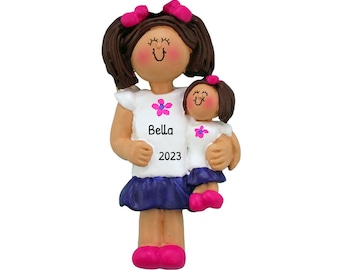 Adorno personalizado para madre e hija con conjuntos a juego - Regalo de cumpleaños para hija - Lindo colgante para el coche o decoración del hogar