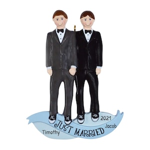 Gay Wedding Cake Topper, Gay Wedding Couple Ornament, Gay Engagement Ornament, Same Sex Wedding Gift, Personalized Wedding Cake Topper