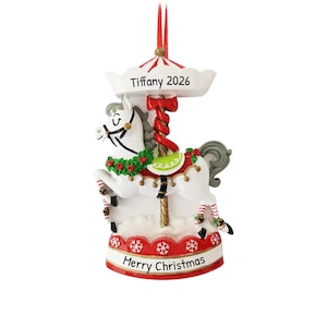 Personalized Christmas Merry Go Round Carousel Ornament - Carousel Horse Ornament, Carousel Animal - Free Customization with Gift Box