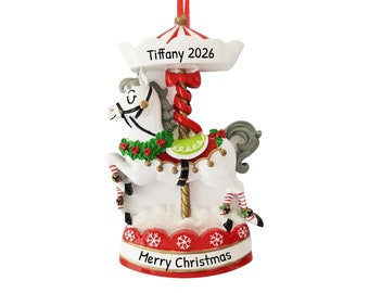 Personalized Christmas Merry Go Round Carousel Ornament - Carousel Horse Ornament, Carousel Animal - Free Customization with Gift Box