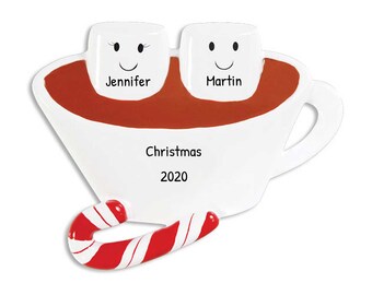 Custom Couple Ornament, Christmas Ornament, First Christmas Together, Hot Chocolate Ornament, Personalized Gift, Festive Ornament, Xmas Gift