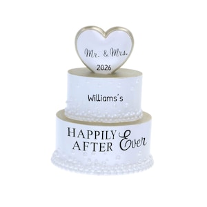 Wedding Cake Ornament Personalized, Heart Ornament, Wedding Cake Topper, Married Ornament, His And Hers Ornament, Mr And Mrs Ornament