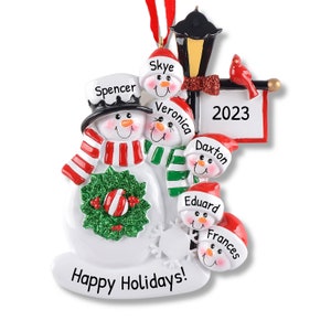 Personalized Snowman Family Of 6 Christmas Ornament - Cute Xmas Ornament For Family Of Six - 2023 Christmas Gift - Free Customization