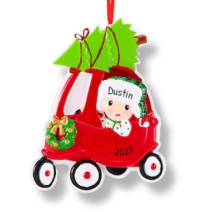 Christmas Tree On A Car Ornament, Personalized Christmas Ornament, Car Ornament, Person Ornament, Happy Christmas Ornament, Unique Gift Xmas
