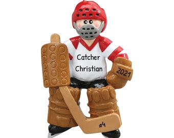 Hockey Goalie Ornament, Ice Hockey Ornament, Hockey Player Ornament, Hockey Athlete Ornament , Boy Hockey Goalie, Personalized Ornaments