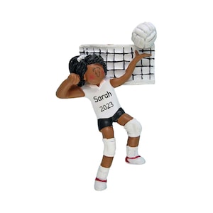 Personalized Volleyball Ornaments for Christmas- Volleyball Gift, Volleyball Coach- Black Volleyball Girl - Free Customization With Gift Box