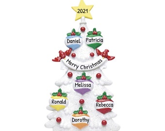 Personalized Family Ornament 2023 - Family Christmas Tree Ornament Family of 6 Christmas Tree Ornament - Free Customization