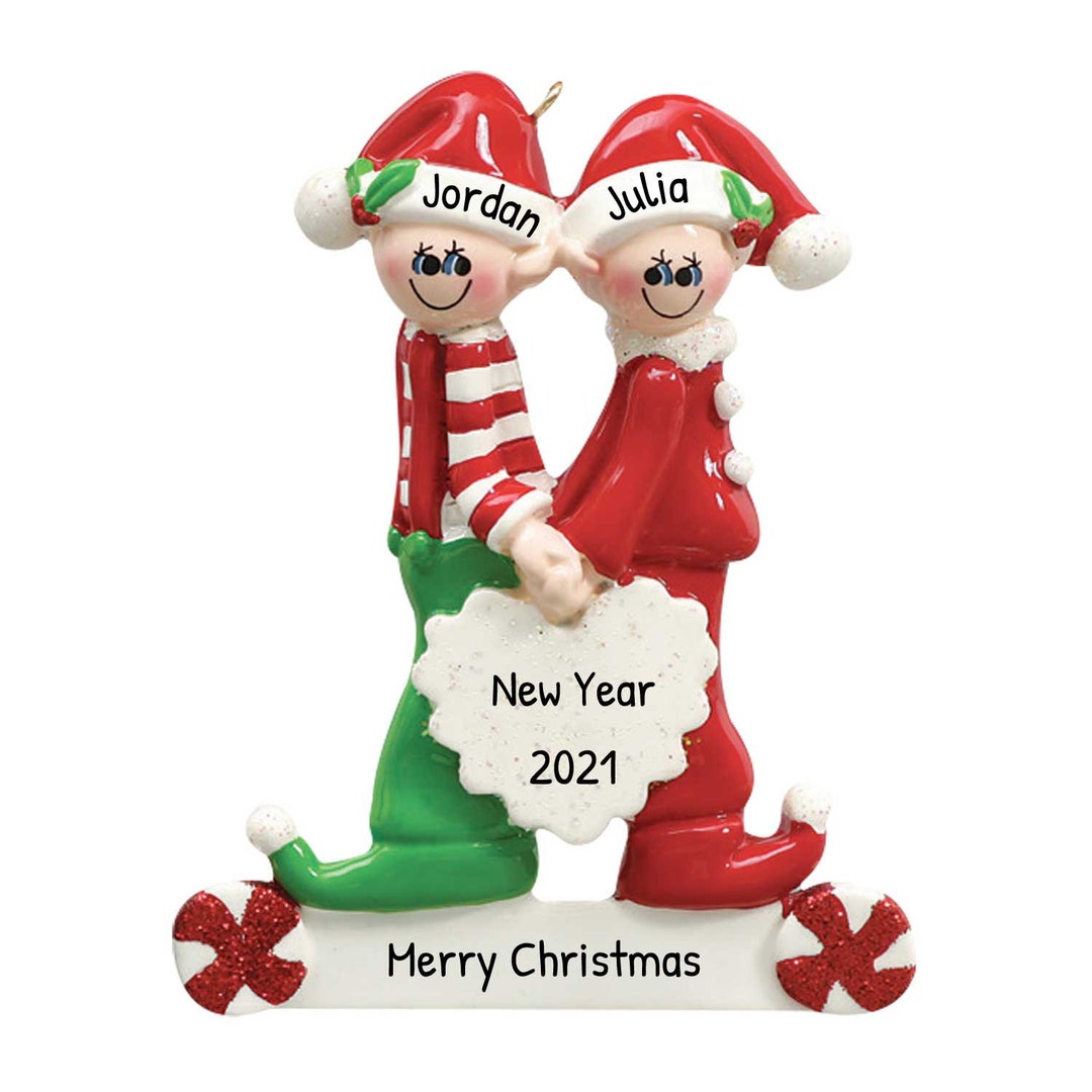 Personalized Christmas Ornaments for Couples Sweet Hearts Elf Couple