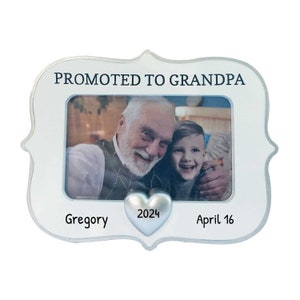 Personalized Photo Frame Ornament, Promoted To Grandpa Ornament, Picture Frame Ornament, Custom Handmade Ornaments, Grandparents Gift