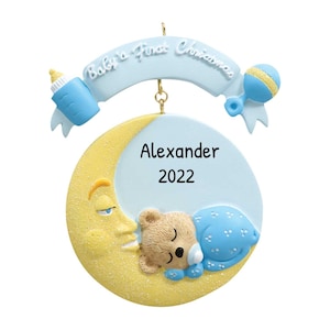 Personalisierte Babys erste Weihnachtsverzierung 2023 - Mr. Moon Baby Boy erste Weihnachtsverzierung - freie Anpassung