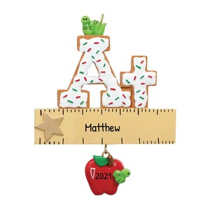 Personalized Teacher Ornament 2024, Teacher Appreciation Gift, A Teacher Ruler Ornament, Graduation Gift, Kindergarten Teacher Gift image 1