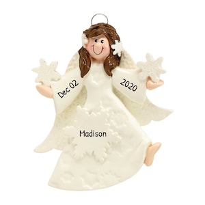 Personalisierte Engel Ornamente für Weihnachtsbaum - Schutzengel Geschenke, Engel wacht über Sie - Brünett Feenengel - Kostenlose Anpassung