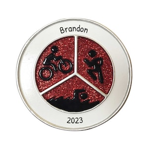 Personalized Triathlon Ornament - Ironman Ornament, Your Best Triathlon, Ironman Triathlon Gift - Triathlon Red Glitter - Free Customization