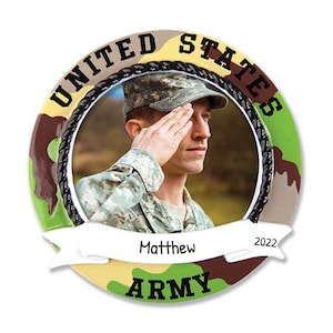 Personalized Photo Frame Ornaments, Army Ornaments, Veterans Photo Ornaments, Military Ornaments, Christmas Ornaments, Army Office Ornament