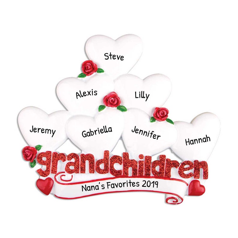 Personalized Grandchildren With 7 Hearts Family Of 7 Family Christmas Ornament Custom Family Ornament Family Ornament With Name Family Gift Home Living Ornaments Accents Vadel Com
