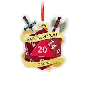 Personalized Dungeons and Dragons Ornament, DnD Ornaments, D20 Tabletop Gamer Ornament, D&D Ornament, Dnd Gift, Dungeon Master Gift, Xmas