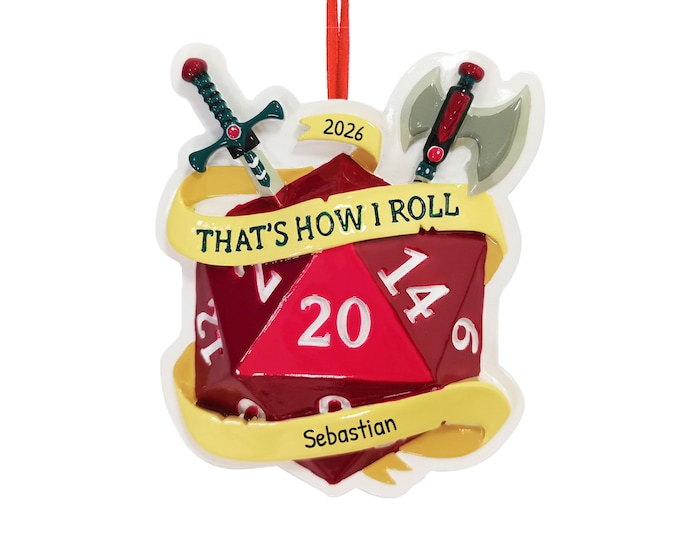 Personalized Dungeons and Dragons Ornament, Dnd Ornaments, D20 Tabletop