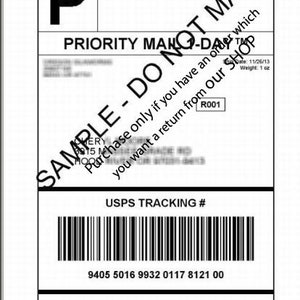 May include: A black and white USPS tracking label with the tracking number 9405 5016 9932 0117 8121 00 and the text "Electronic Rate Approved #699320".