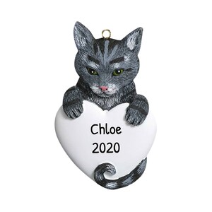 Personalized Pet Ornaments 2023 - Christmas Kitten Ornament Grey Tabby Ornament Personalized Cat Ornament - Free Customization