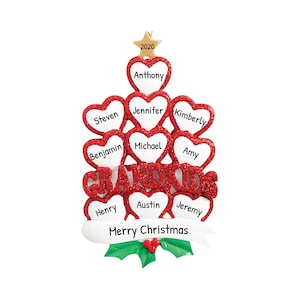 Personalized Grandparents Ornament 2023 - 10 Grandkids with Hearts Ornament First Time Grandparents Gifts - Free Customization