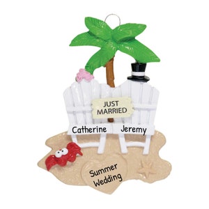 Personalized Wedding Ornament, Just Married Honeymoon Ornament, 2024 Marriage Ornament, Newlywed Ornament, Vacation Wedding Ornament