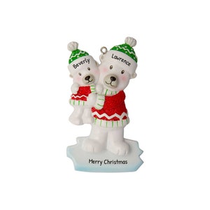 Personalized Family Christmas Ornament 2023 - Polar Bear Single Parent with 1 Kid Single Parent Ornaments - Free Customization