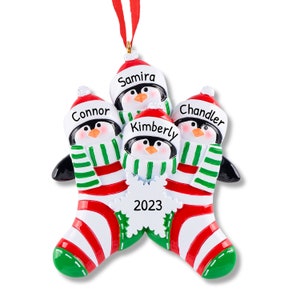 Christmas Tree Decor, Penguin Stocking Filler, Personalized Family Keepsake, Custom Trinket, Festive Family Ornament, Holiday Penguin Gift