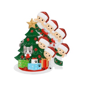 family of 6 christmas ornament