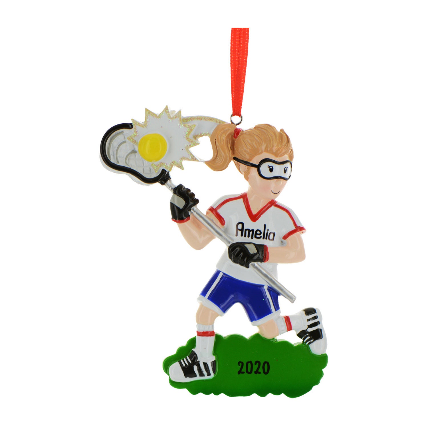 Personalized Lacrosse Girl Ornament Lacrosse Christmas Etsy