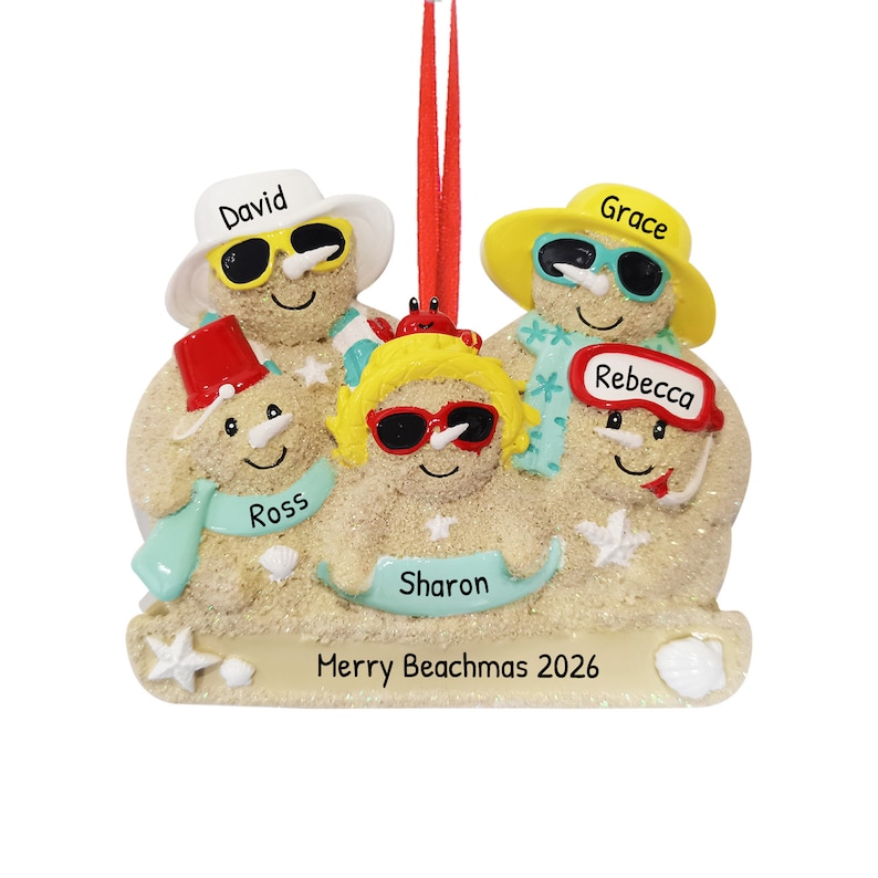 Christmas in July Ornament Family of 5 Ornament Beach Etsy