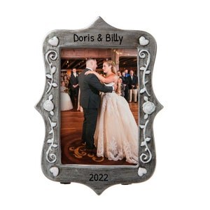 Personalized Photo Frame Ornament, Pewter Anniversary Gift, Picture Frame Ornament, Custom Ornament,Pewter Wedding Ornament,10th Anniversary