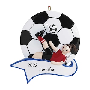 Soccer Ball Ornament, Soccer Player Ornament, Personalized Gift, Soccer Banner Girl Ornament, Custom Ornament, Soccer Team Decor, Women
