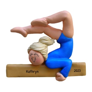 Personalized Gymnastics Ornament for Girl - Gifts for Gymnasts, Gymnastics Ornament - Blonde Gymnast - Free Customization With Gift Box