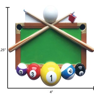 Personalized Pool Ornament - Billiards Themed Gift, Game Ornament ...