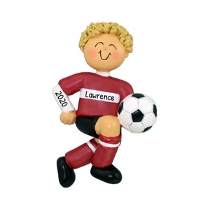 Men Soccer Ornament, 2024 Soccer Ornament, Blond Soccer Player Ornament, Soccer Ball Ornament, Soccer Team Gift, Boy Soccer Player Ornament