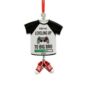 Personalized Children Christmas Ornament - Baby Ornament Leveling Up to Big Bro Ornament for Christmas Tree-Free Customization with Gift Box