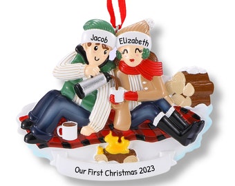 Picnic Family Of 2 - Camping, Our First Christmas Together Ornament, Couple Ornament, Christmas Ornament, Christmas Gift, Family Ornament