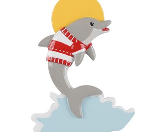 Gray Dolphin Ornament, Summer Ornament, Vacation Ornament, Beach House Decor, Ocean Themed Ornament, Beach Ornament, Sea Ornament, Cute