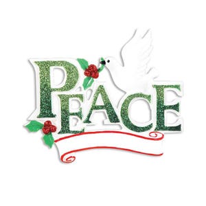 Personalized Peace Sign Ornament For Christmas, Dove Ornament, Inspirational Ornament, Christmas Gift, Festive Ornament, Joy Ornament