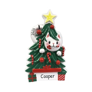 Personalized Pet Ornaments 2023 - Cat in Christmas Tree Ornament White Kitty Ornament Cat Ornaments - Free Customization