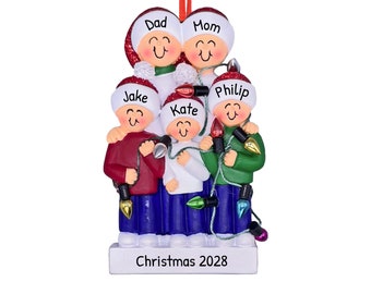 Personlig familjeprydnad 2023 - Familj Trassel i ljus-prydnad Familj på 5 tillsammans-prydnad - Gratis anpassning med presentask