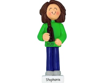 Adornos de cerveza personalizados para árbol de Navidad - Adornos navideños de cerveza, adorno de taza de cerveza - Mujer morena - Personalización gratuita