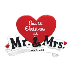 Coppia di ornamenti di Natale personalizzati per il primo 2023 - Il nostro primo Natale come Mr. & Mrs. Ornament, il nostro primo Natale insieme - Personalizzazione gratuita