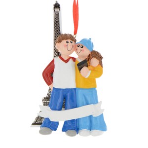 Personalized Ornaments For Couples, Vacation Couple Ornaments, Love Paris Ornaments, Honeymoon Ornament, France Trip Keepsake, Eiffel Tower image 3