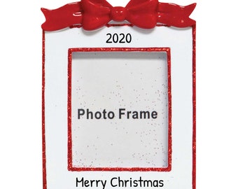 Personalized Christmas Photo Frame Ornament 2023, Christmas Picture Frame, Photo Ornament 2023, Red Bow Christmas Ornament,Christmas Picture