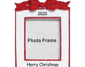 Personalized Christmas Photo Frame Ornament 2025, Christmas Picture Frame, Photo Ornament 2025, Red Bow Christmas Ornament,Christmas Picture