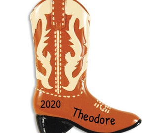 Personalized Cowboy Boot Ornament - Cowboy Ornament, Texas Ornament, Ranch Ornament, Western Ornament - Free Customization with Gift Box